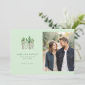 Serene Mint Pine Trees Save The Date (Stehend Vorderseite)