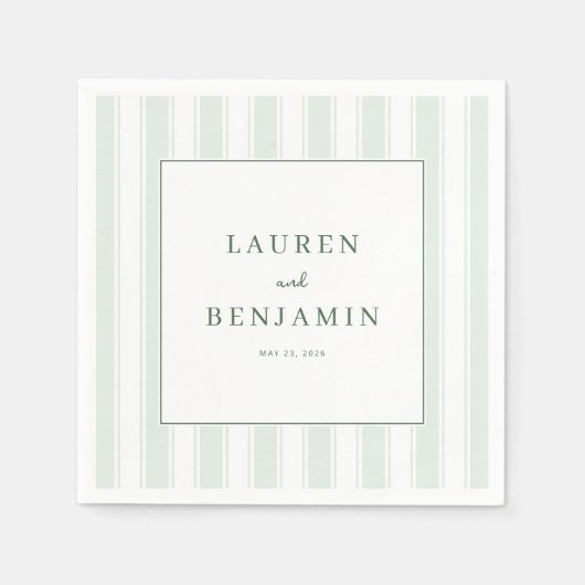 Serene Mint Striped Elegancy Serviette (Vorderseite)