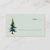 Serene Mint Watercolor Evergreen Tree Platzkarte (Vorderseite)