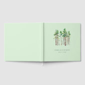Serene Mint Watercolor Pine Trees Gästebuch (Voll)