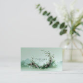 Serene Misty Lake Pale Pink Rose Floral Crescent Visitenkarte (Stehend Vorderseite)
