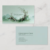 Serene Misty Lake Pale Pink Rose Floral Crescent Visitenkarte (Vorne/Hinten)