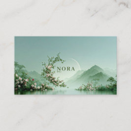 Serene Misty Lake Pale Pink Rose Zen Mountain Visitenkarte