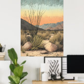 Serene Mojave Sunrise: California Wüstenkunst Prin Poster (Heimbüro)