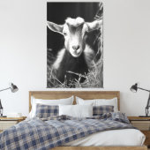 Serene Monochromatic Artistic Baby Goat Portrait Leinwanddruck (Insitu (Schlafzimmer))
