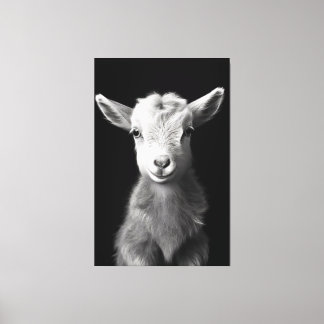 Serene Monochromatic Baby Goat Portrait Leinwanddruck