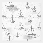 Serene monochromatische Segelboote Muster Tapete (Vorderseite)