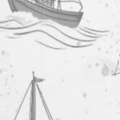 Serene monochromatische Segelboote Muster Tapete (Naht)