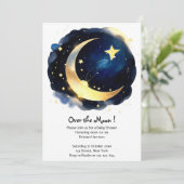 Serene Moon and Stars Delight Boy Baby Dusche Einladung (Stehend Vorderseite)