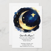 Serene Moon and Stars Delight Boy Baby Dusche Einladung (Vorne/Hinten)