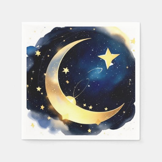 Serene Moon and Stars Delight Boy Baby Dusche Serviette (Vorderseite)
