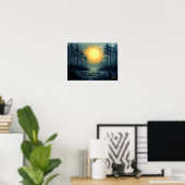 Serene Moonlit Wald Weg mit Vollmond Poster (Heimbüro)