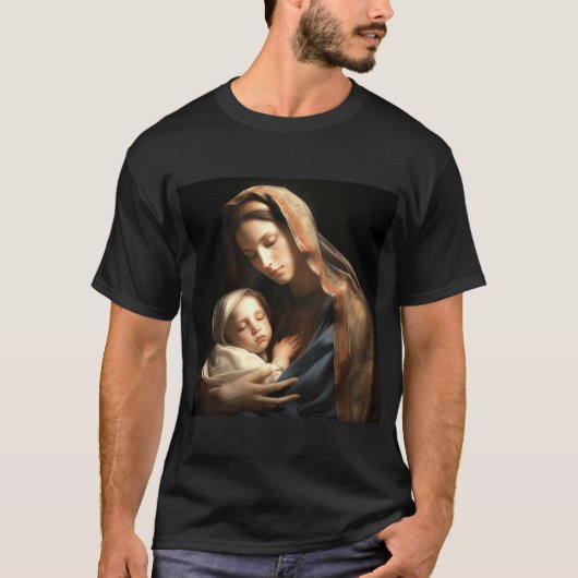 Serene Mother Holding Child in Warm Gentle Glow gi T-Shirt (Vorderseite)