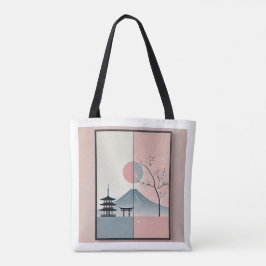 Serene Mount Fuji und Cherry Blossom Art Tasche