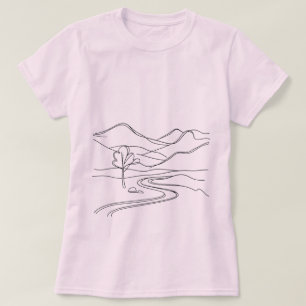 Serene Mountain Escape: Ein Minimalist T-Shirt