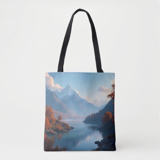 Serene Mountain Lake & Autumn Tree Landschaft Tasche (Vorderseite)