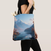 Serene Mountain Lake & Autumn Tree Landschaft Tasche (Von Nahem)