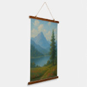 Serene Mountain Lake Landscape Wall Art Wandteppich Mit Holzrahmen (Gewinkelt)
