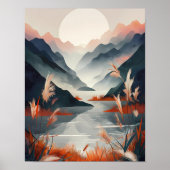 Serene Mountain Lake Sunset Poster (Vorne)