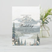 Serene Mountain Landscape Wedding Einladung (Stehend Vorderseite)