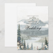 Serene Mountain Landscape Wedding Einladung (Vorne/Hinten)