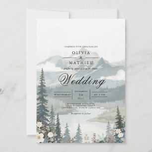 Serene Mountain Landscape Wedding Einladung