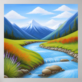 Serene Mountain Landschaft mit Cascading Stream Poster