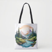 Serene Mountain Landschaft mit River Tote Bag Tasche (Vorderseite)