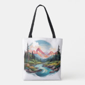 Serene Mountain Landschaft mit River Tote Bag Tasche (Rückseite)