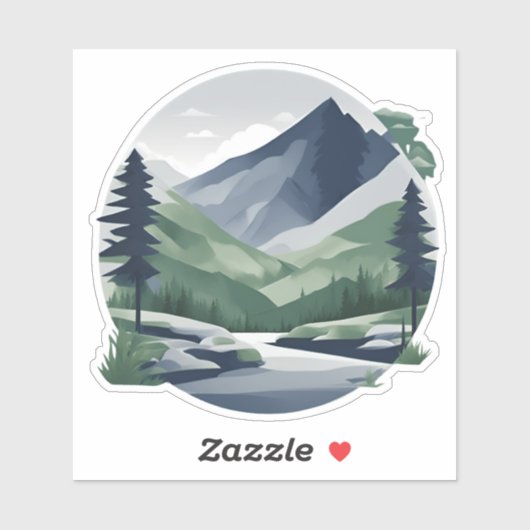 Serene Mountain Landschaft Wasserdicht Aufkleber (Blatt)