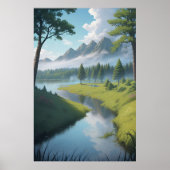 Serene Mountain River Poster (Vorne)