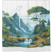 Serene Mountain River Stream Duschvorhang (Vorderseite)