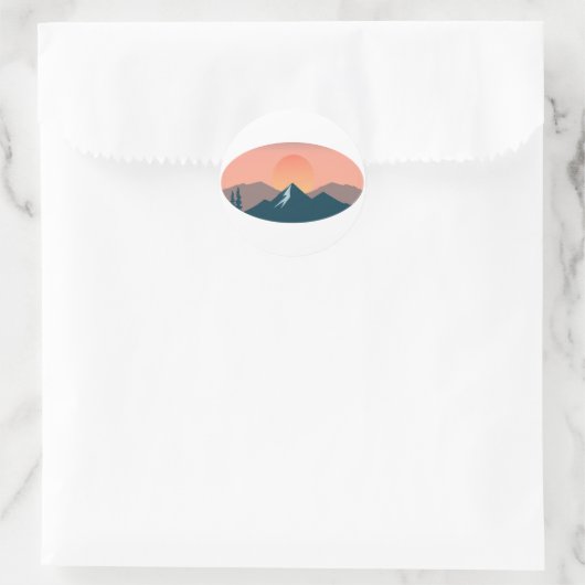 Serene Mountain Sunset Runder Aufkleber (Tasche)
