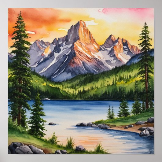 Serene Mountain und Trees Poster (Vorne)