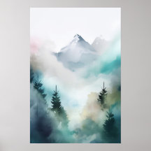 Serene Mountain Watercolor Abstrakt Art Download