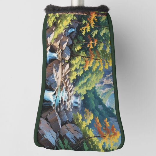 Serene Mountain Waterfall Landschaft Golf Headcover (Rotieren 90)