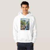 Serene Mountain Waterfall Landschaft Hoodie (Vorne ganz)
