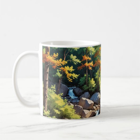 Serene Mountain Waterfall Landschaft Kaffeetasse (Links)