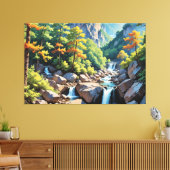 Serene Mountain Waterfall Landschaft Leinwanddruck (Insitu (Wohnzimmer))