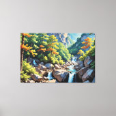Serene Mountain Waterfall Landschaft Leinwanddruck (Vorderseite)