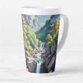 Serene Mountain Waterfall Landschaft Milchtasse (Rechte Ecke)