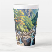 Serene Mountain Waterfall Landschaft Milchtasse (Vorderseite)