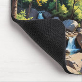 Serene Mountain Waterfall Landschaft Mousepad (Ecke)