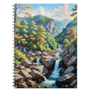 Serene Mountain Waterfall Landschaft Notizblock