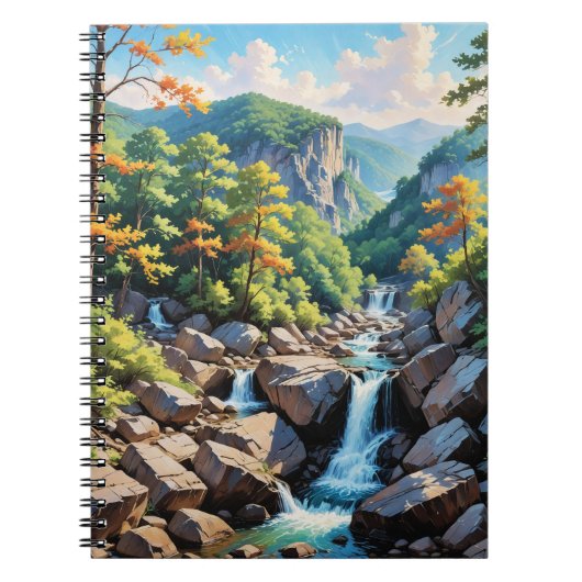 Serene Mountain Waterfall Landschaft Notizblock (Vorderseite)