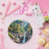 Serene Mountain Waterfall Landschaft Pappteller (Party)