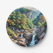 Serene Mountain Waterfall Landschaft Pappteller (Vorderseite)