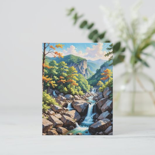 Serene Mountain Waterfall Landschaft Postkarte (Stehend Vorderseite)
