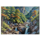 Serene Mountain Waterfall Landschaft Schneidebrett (Vorderseite)