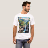 Serene Mountain Waterfall Landschaft T-Shirt (Vorne ganz)